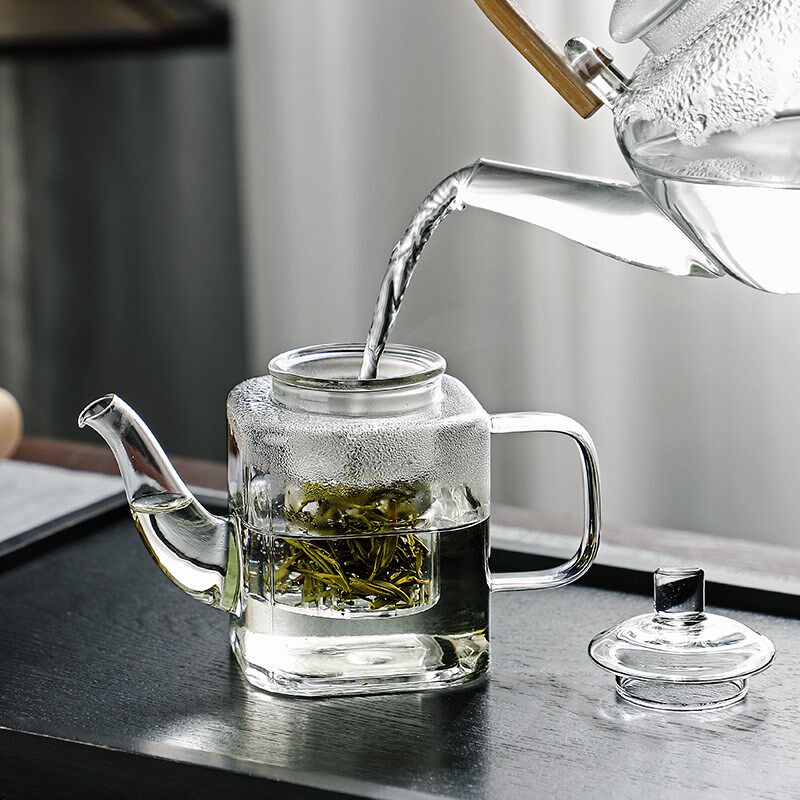 速发光一四方玻璃小茶壶家用夫水分离日式泡茶单壶小型功水茶具烧