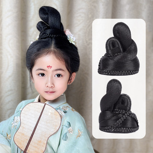 速发古装汉服假发一体宋儿童发髻古风敦煌型天造飞唐风式发包