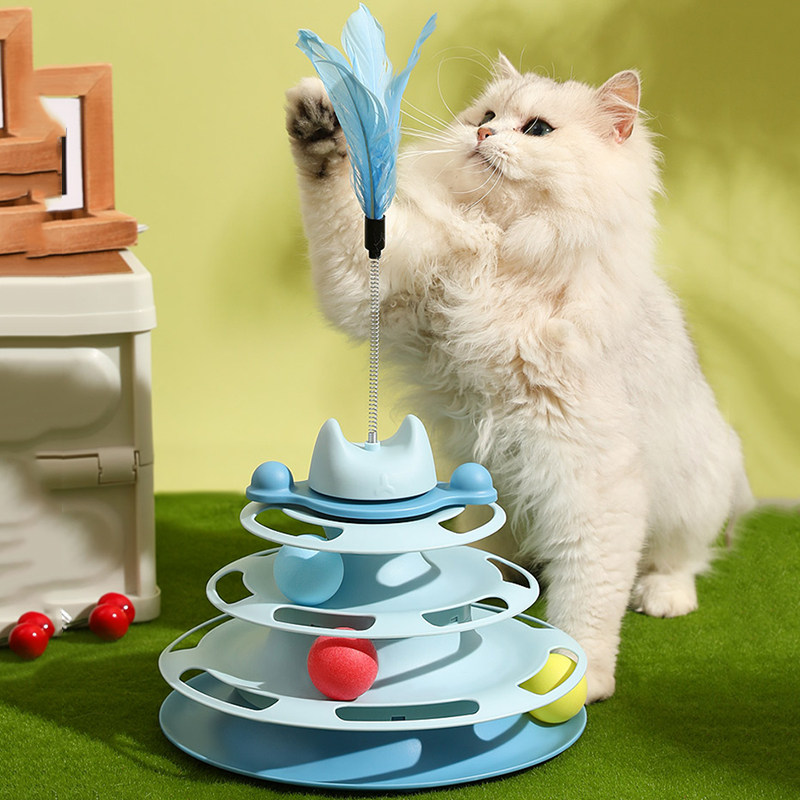 速发猫玩具羽毛逗猫棒解猫轨道球自闷幼嗨神器小猫转盘猫咪用品大