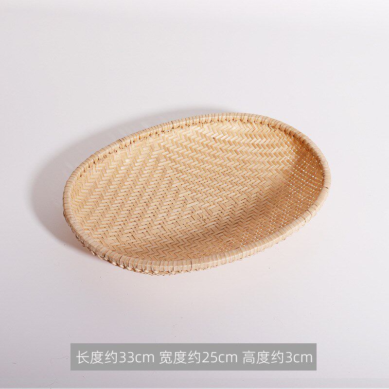 速发M^竹编制品簸着手工农家用椭晒托盘点竹篮竹盘叠箕晾圆形果