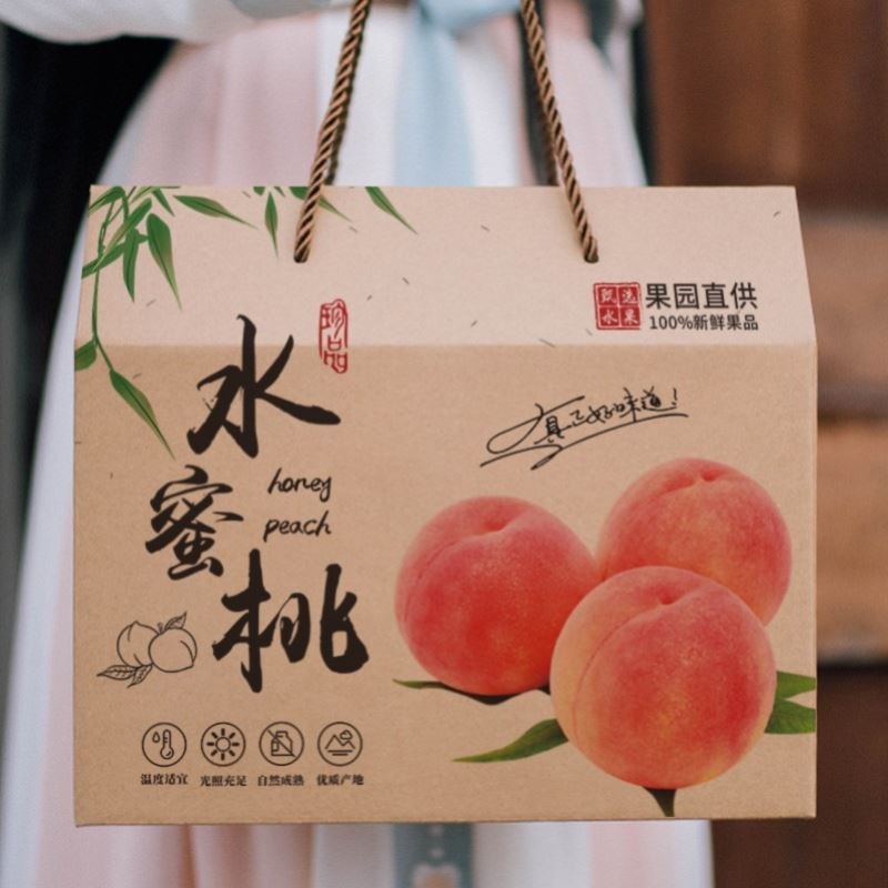 热销水蜜桃包装盒桃子礼盒空盒10个装5/10斤纸箱黄桃油桃蟠桃无锡