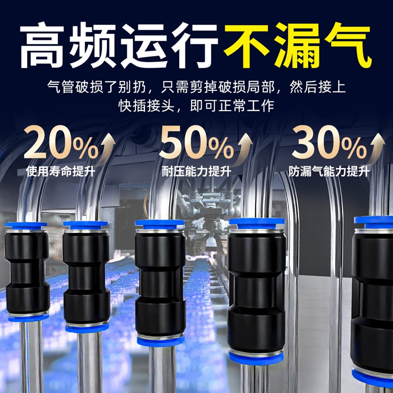 热销气管快速接头气动软管快插PU直通PG变径三通PEPY468101214mm
