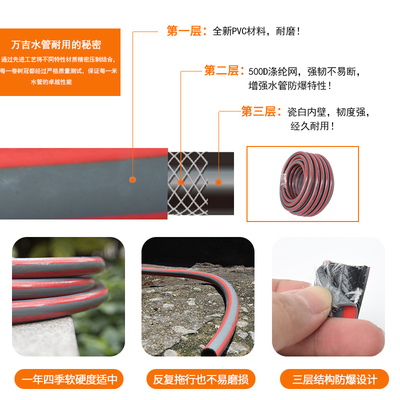 热销水管软管家用浇花洗车自来水管pvc塑料管子4分防冻高压防爆软