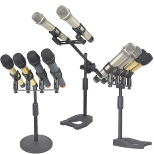 热销一拖二一拖四台式话筒架双头四头会议麦克风桌面支架演讲台式