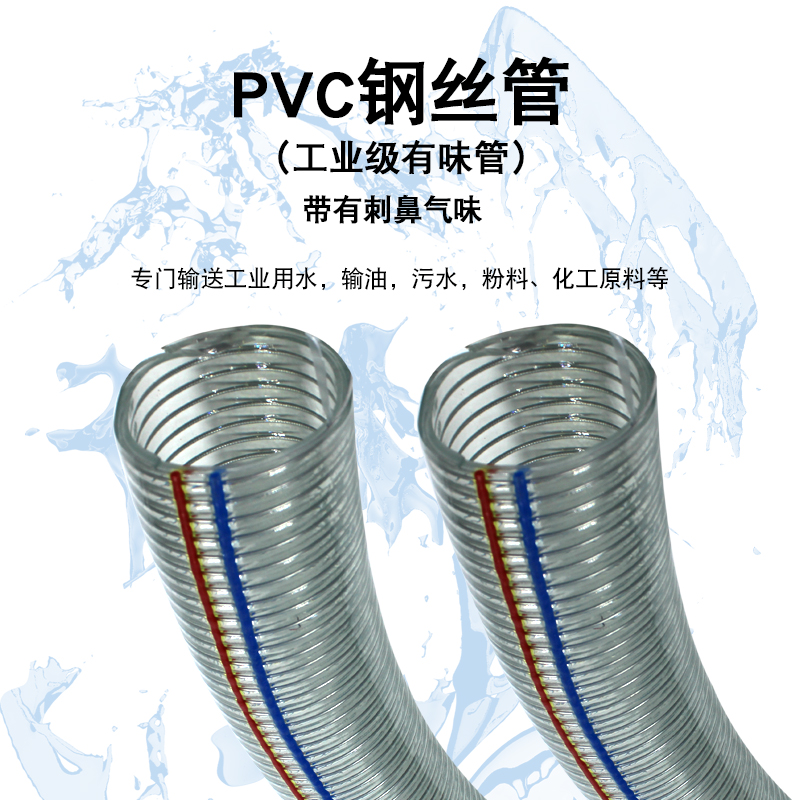 热销PVC钢丝软管油管 透明软管加厚高压防爆带钢丝水管塑料2寸钢