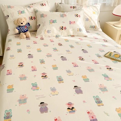 速发纯棉枕件100全棉儿童宿舍单双人1.5米被单套单三件套炕单