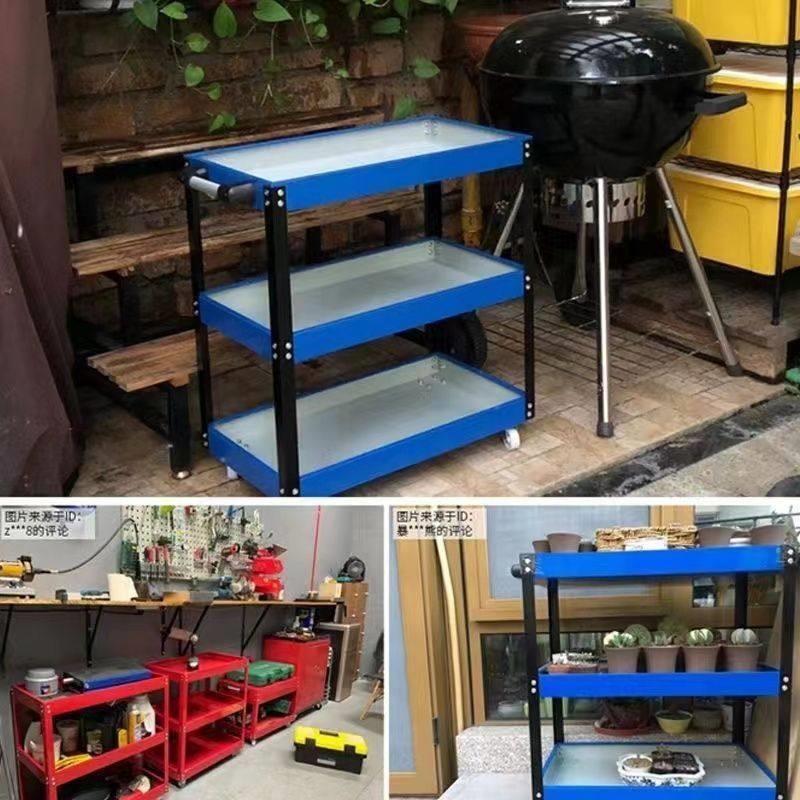 速发三层工具车五金工具推车维修收纳架搬运小推车车间移动维修工