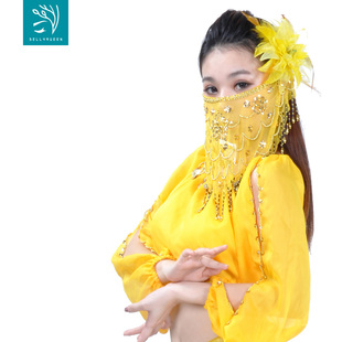 舞头面 肚皮舞头饰纱饰 新疆舞面脸遮纱纱丽 梅花片面纱 速发