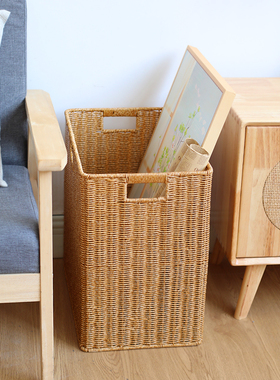 速发家用收纳筐边号橱柜整理筐仿藤编织客厅茶几夹缝大角收