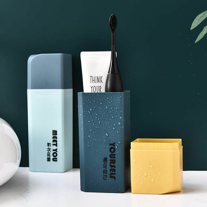 速发多功能旅行牙具筒套装便携式收纳管带盖牙膏漱口刷牙杯子