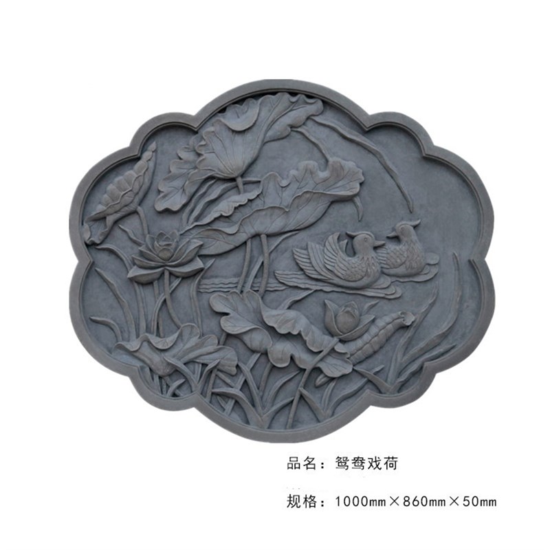 速发仿古砖雕菱形百福图影壁墙异形多边浮雕中式四合院照壁墙装饰