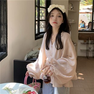 速发ww维维色大码装粉家202新款小衫V袖长苞上衣