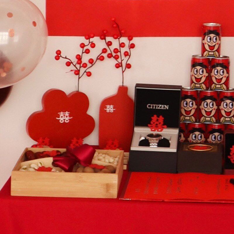 速发订婚双喜字不锈钢勺婚庆伴手礼家用可爱创意勺子结婚布置摆件