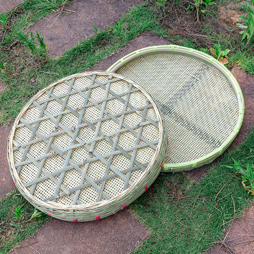 速发纯手工精品竹织编制品竹筛有孔无孔竹匾子圆簸箕家用晾晒竹编