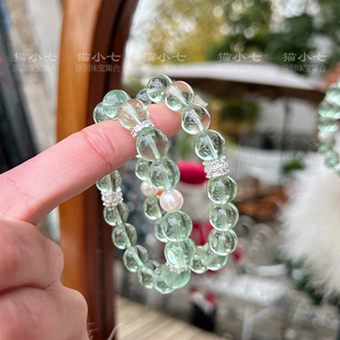 【仲夏夜】天然水晶手串绿萤石转运高级新款diy新年圣诞礼物手链