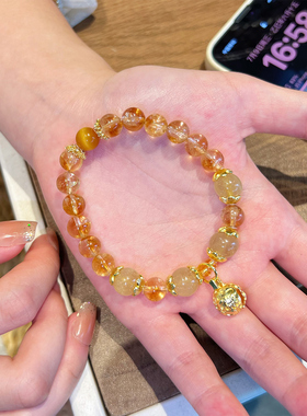 【小金铃】天然黄水晶手串虎眼高级招财转运送女友老婆水晶手链女