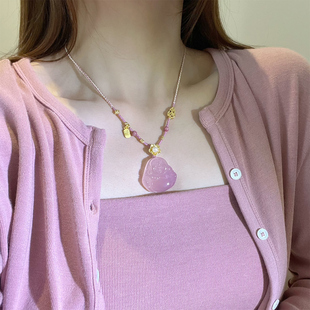 天然玉髓佛公吊坠项链女中国风笑佛保平安玛瑙复古挂件弥勒佛玉石