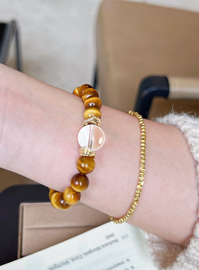 【日照金山】天然金虎眼手串招财转运白水晶2025夏天新款手饰手链