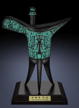 彷古青铜器父辛爵招财摆件纯铜酒樽爵杯酒爵铜爵杯古玩古董办公室