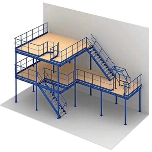 速发仓库阁楼货架钢台平重型销售货应阁楼式货架平台仓储二层楼梯