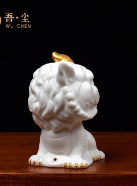 速发白瓷谛听中式客厅茶桌家居摆件创意陶瓷地藏王菩萨坐骑装饰品