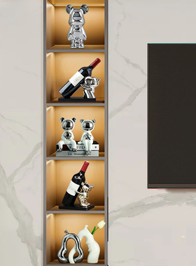 速发熊酒柜装饰品摆件轻酒高档套装客厅红奢架玄关电视柜家居摆设