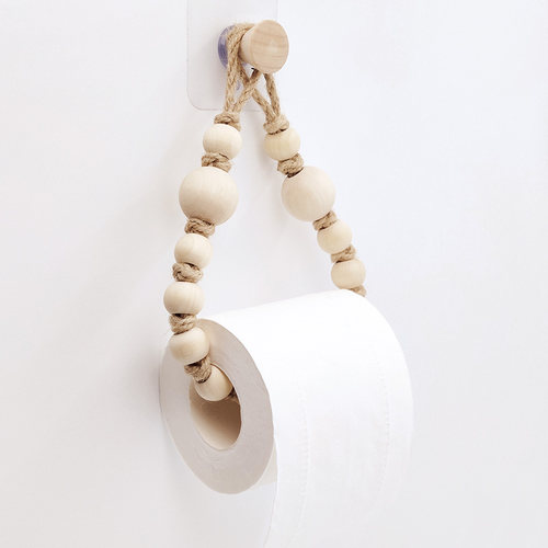 创意手工编织木珠l卷纸架麻绳免打孔民宿卫生纸巾盒卫生间洗脸巾