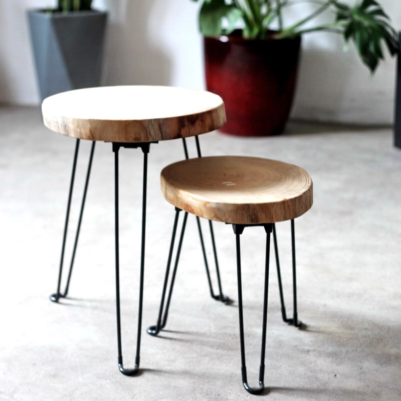 新款实木圆桌面原木小茶几简约家具折叠杂志桌民宿文创Z艺术花茶