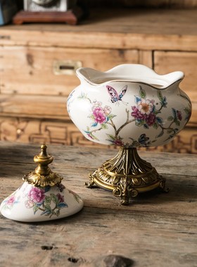 美式复古陶瓷将军储物罐大高档摆件欧F式首饰盒收纳法式琉璃糖果