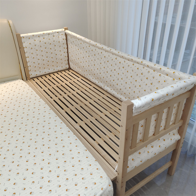 莱客森儿童拼接h床带床围折叠护栏婴儿实木床加宽大床小宝宝延边