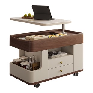 可移动茶c几小推车客厅家用小户型2024新款 多功能储物升降岩板茶