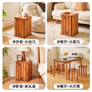 实木凳子家用可叠放板凳组合不占空间餐桌椅方凳餐厅备Z用凳叠叠