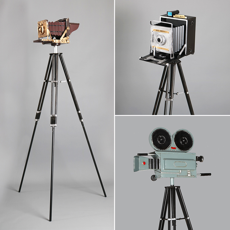 老式复古怀旧支架照相机摄像机复古模型摆件拍照摄影W道具橱窗陈