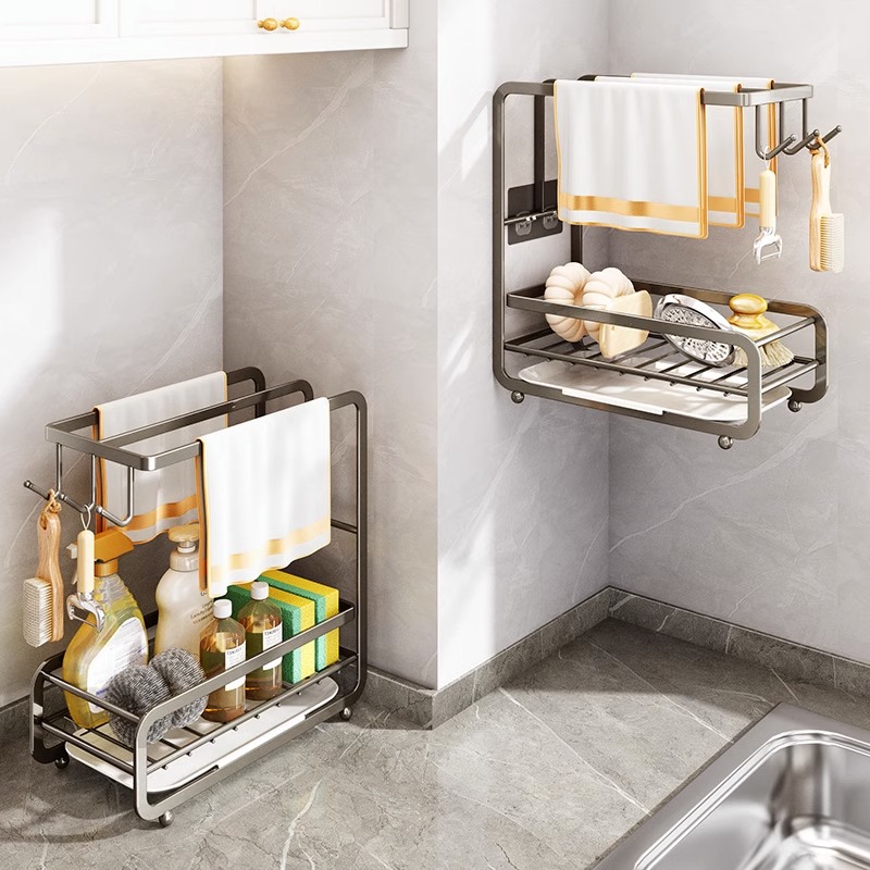 抹布架厨房置物架沥水架免打孔毛巾用E品洗碗布水槽海绵专用收纳