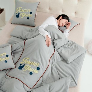 加厚折叠抱枕被子两用车载靠垫枕头被办J公室沙发午睡空调被二合