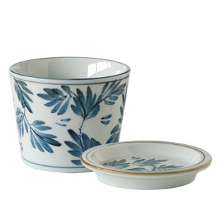 日式陶瓷猪口杯带盖杯垫圆形小碟子酸奶I麦片小食杯子套装家用客