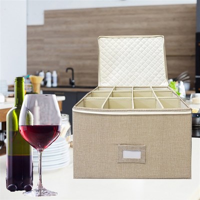 红酒杯收纳盒12格可折叠布艺葡萄酒杯高W脚酒杯收纳箱