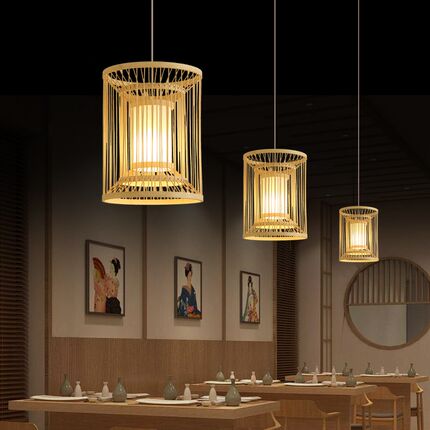 中式日式竹艺吊灯湘菜馆酒楼y饭店手工竹编灯酒店餐厅灯禅意茶室