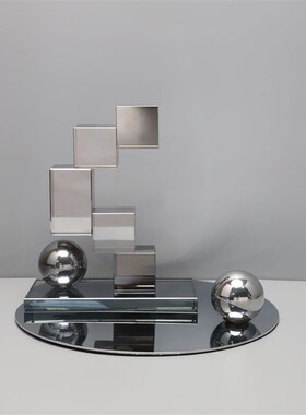 现代轻奢水晶几何艺p术摆件客厅办公室电视柜玄关家居软装饰品