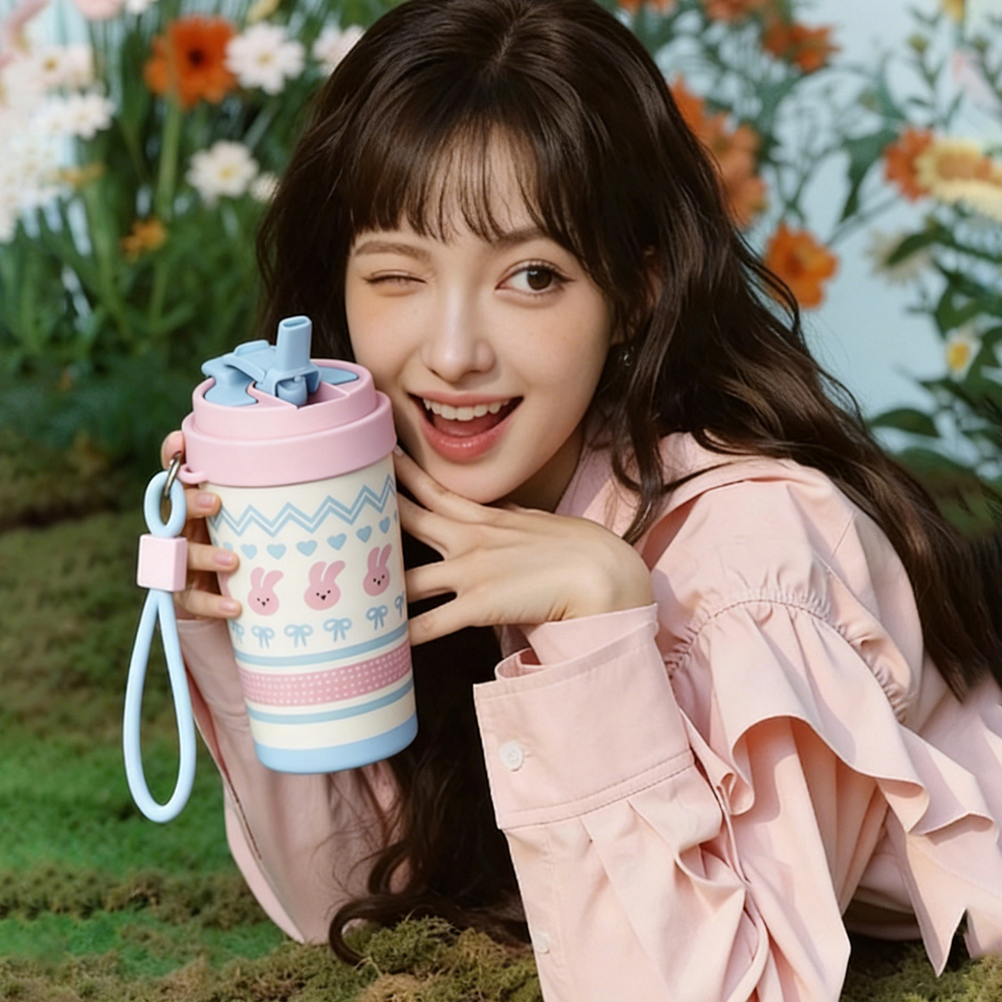 April不锈钢陶瓷保温杯咖啡杯便携手提女生高颜值杯子水杯吸管杯