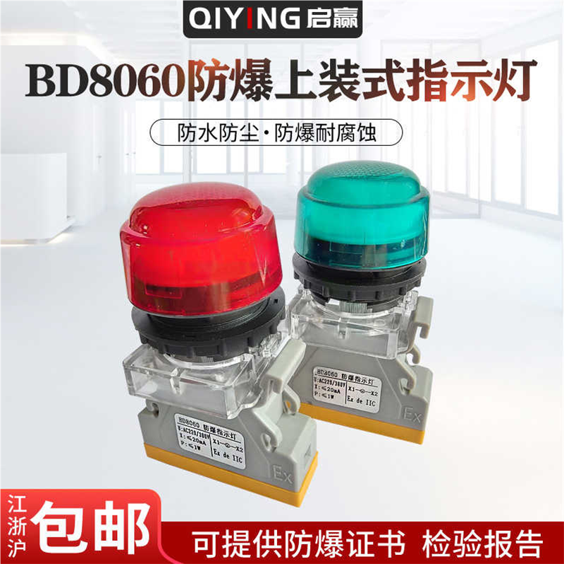 BD8060华荣型分体上装导轨式防爆防腐指示灯 LED面板式  开孔30MM