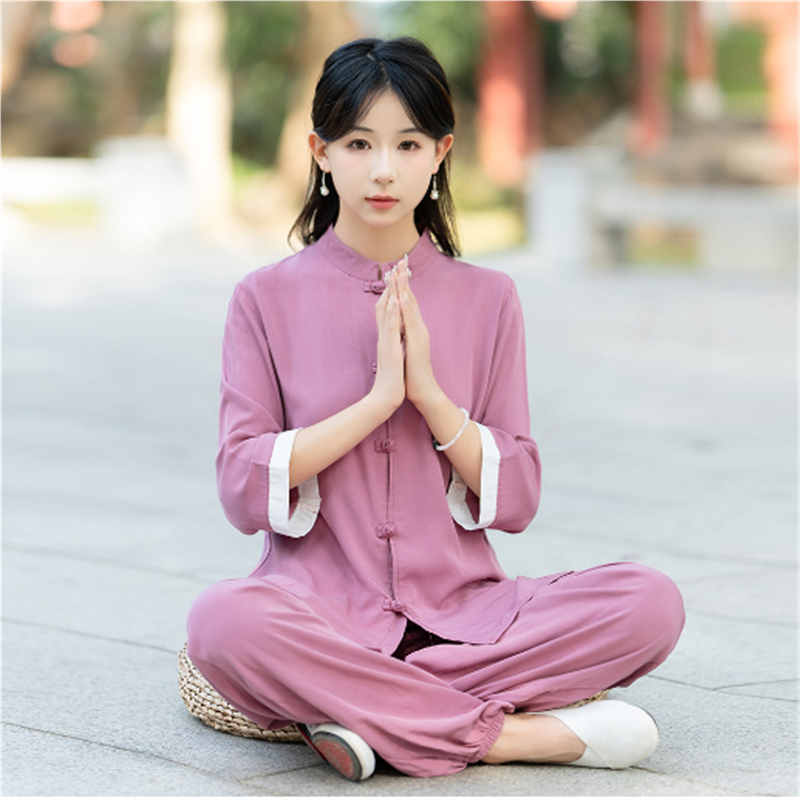 2024新款太极服女款棉麻太极拳练功服女武术服装茶服表演服秋