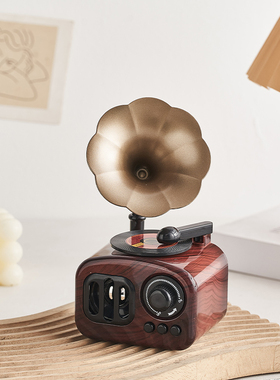 美式复古留声机摆件怀旧老物件小八音盒书柜桌面音乐盒家居装饰