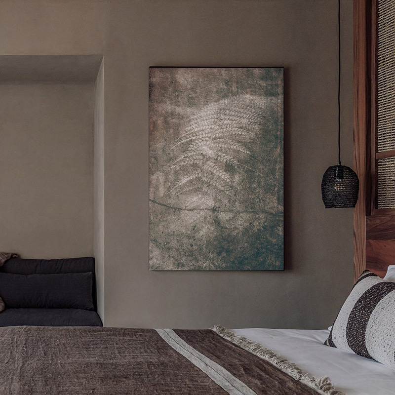 原创侘寂风新中式民宿挂画植物艺术客厅卧室走廊玄关过道装饰壁画图片