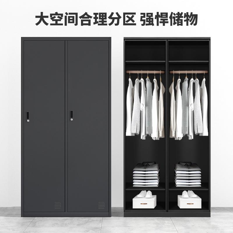 黑色更衣柜员工宿舍铁皮储物柜带锁加厚收纳柜健身房更衣室换衣柜