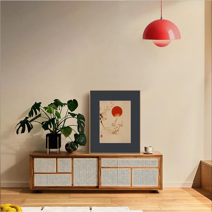 柴田是真日式新中式画中画民俗风景茶室书房餐厅植物国风装饰画图片