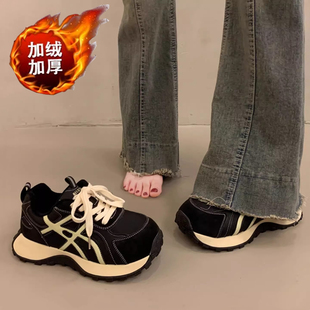 冬季 2025新款 爆款 加绒二棉鞋 厚底老爹鞋 子增高阿甘休闲运动鞋 女款