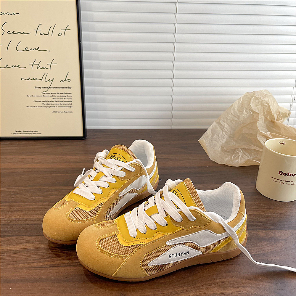 赛车鞋/白黄色薄底德训鞋男女同款2025夏季新款百搭网面透气板鞋