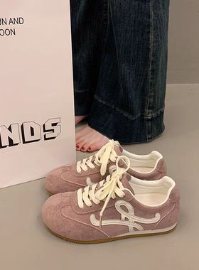 紫色德训鞋女2025春季新款软底运动休闲鞋复古阿甘轻便平底小白鞋