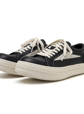 美式cleanfit ro倒三角板鞋男潮休闲德训鞋情侣翘头极简德比鞋男